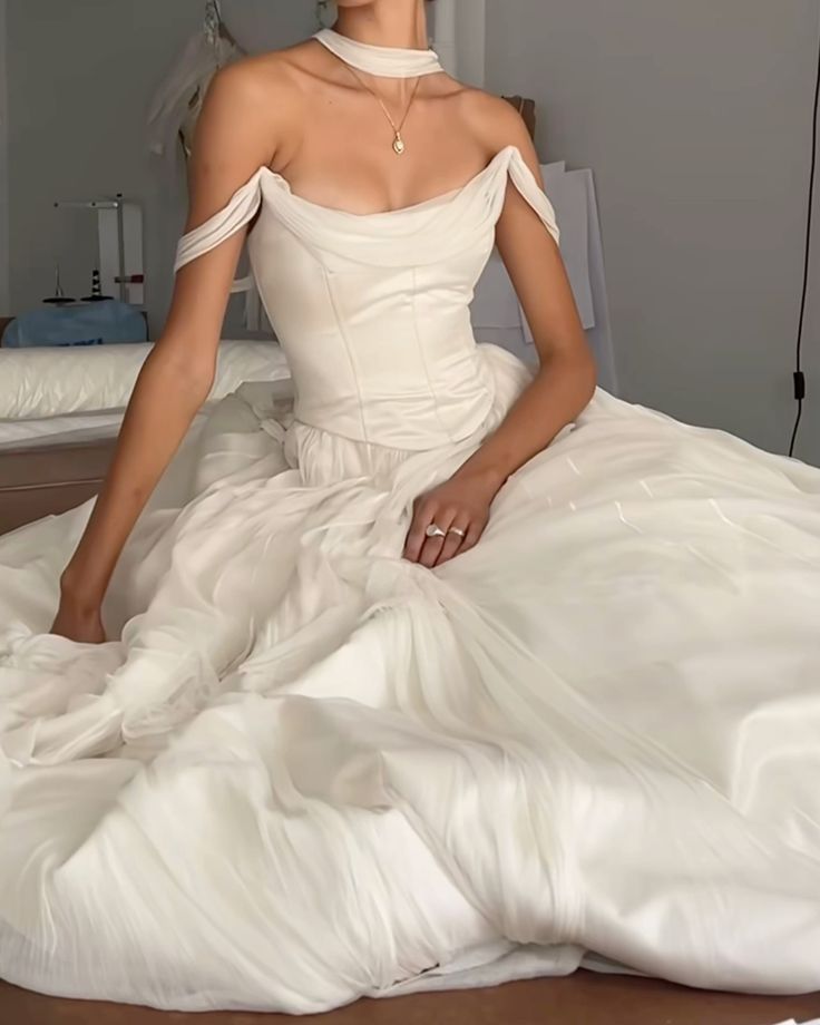 Off Shoulder White Beautiful Wedding Dress Long Formal Dresses cg25358 – classygown