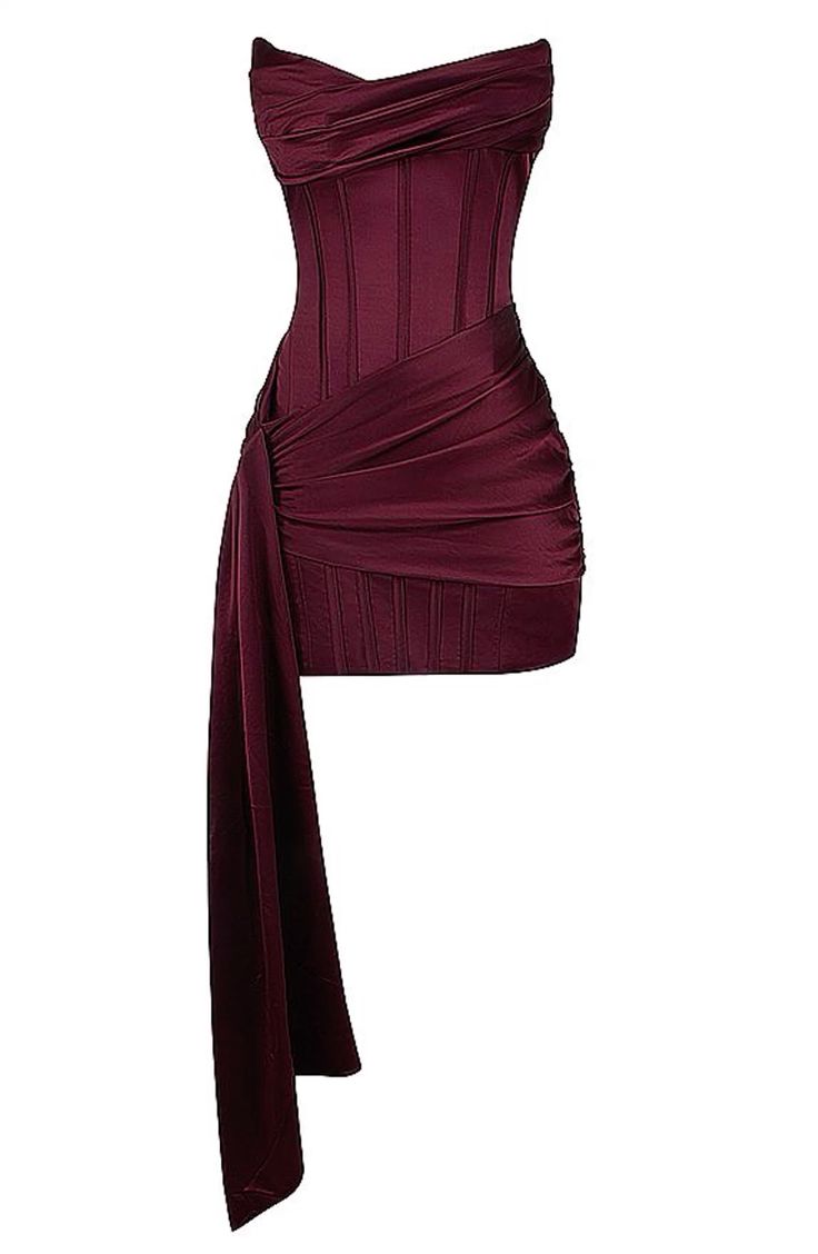 Burgundy short party dress satin homecoming dress cg25353