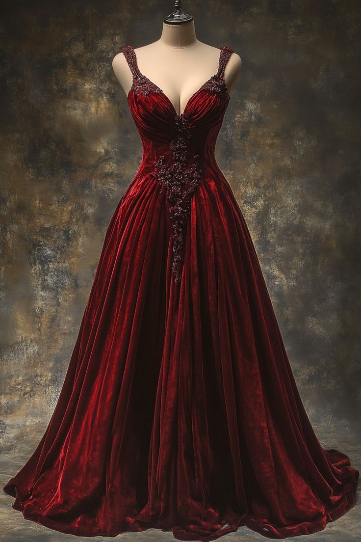 A-Linie Samt Burgunderrot Ballkleider Abendkleid cg25310