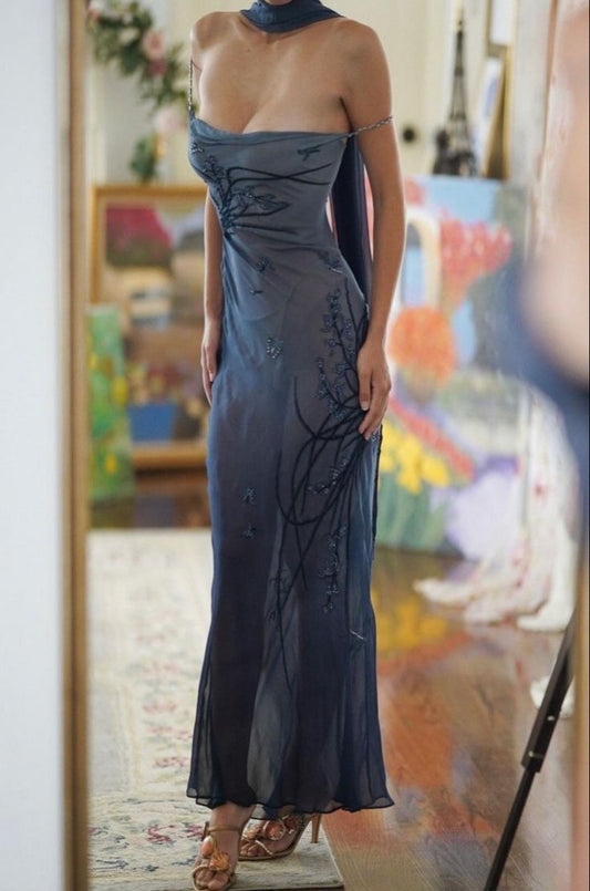 Blaues Meerjungfrau-Ballkleid, langes Partykleid cg25261