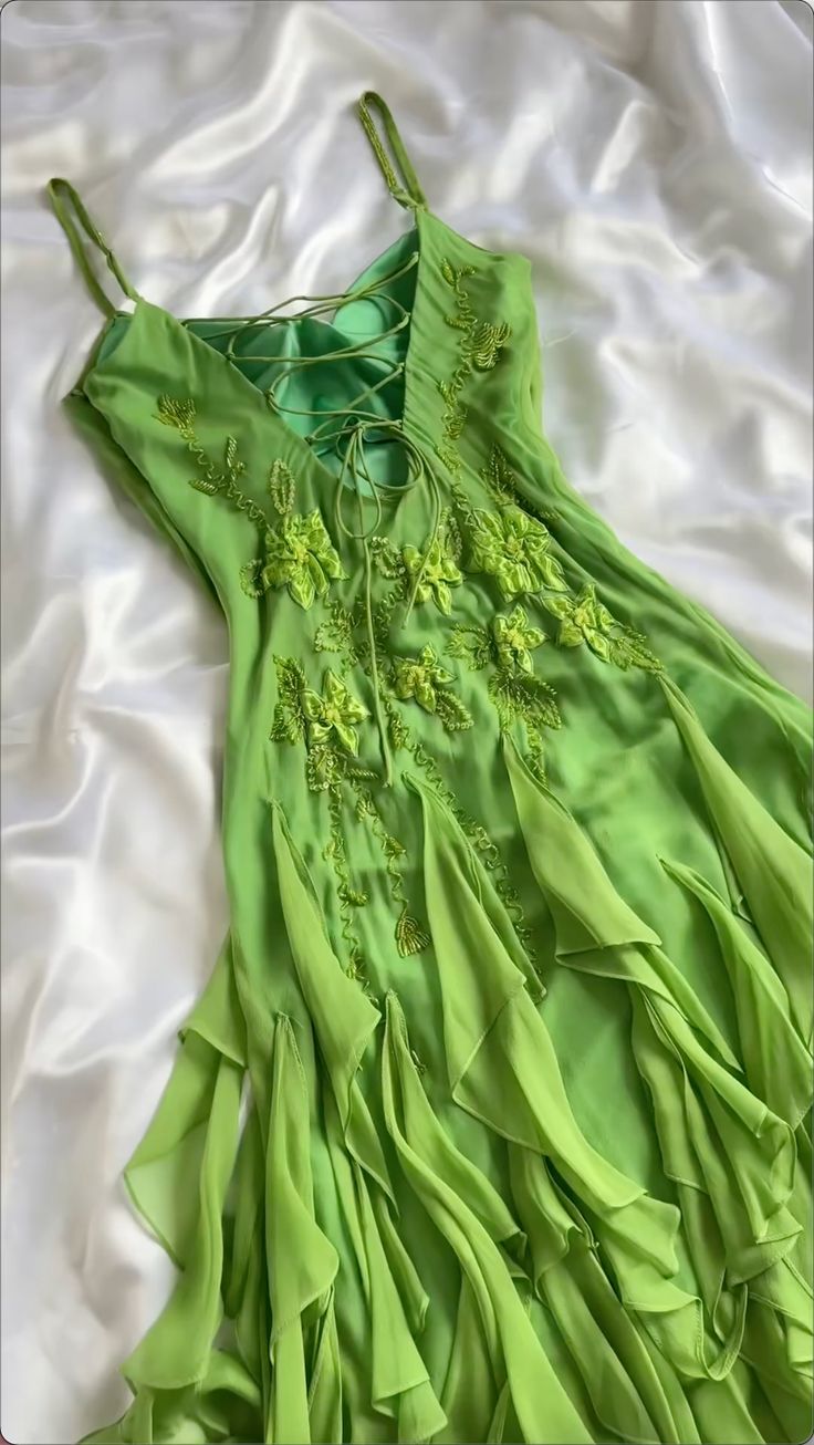 Green Vintage Spaghetti Straps Chiffon Prom Dress Party Dress cg25069