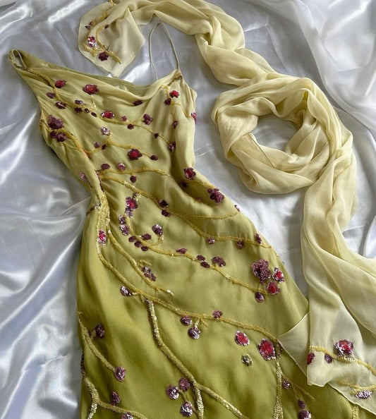 Vintage Blumenkleid Langes Ballkleid Partykleid Abendkleid cg25231