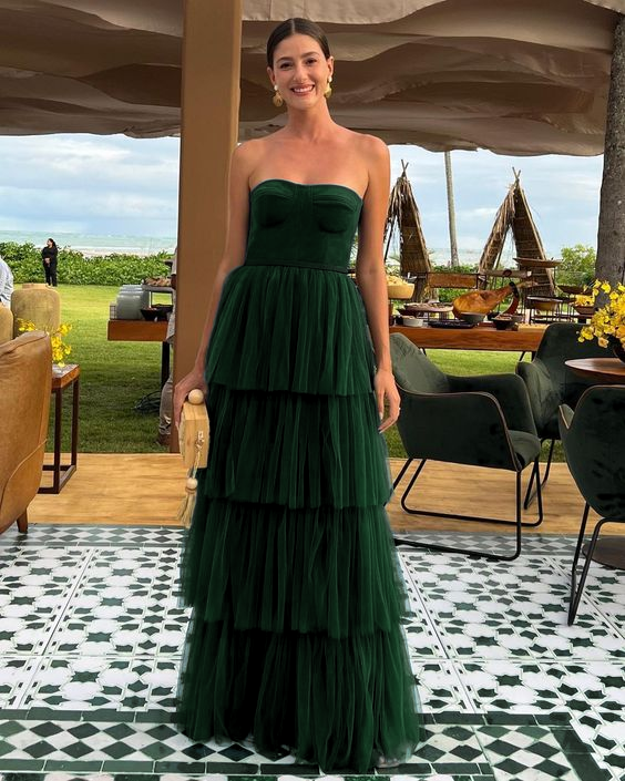 A Line Tulle Long prom dresses evening party dress cg24929