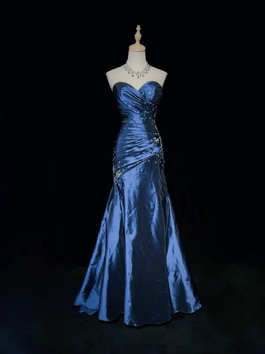 Sexy Herzausschnitt Ärmellose Meerjungfrau Satin Lange Ballkleider cg25271