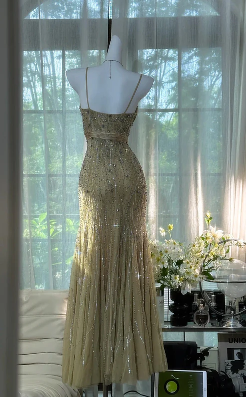 Straps Mermaid Tulle Beading Long Stunning Prom Dresses Elegant Formal Dresses cg26122