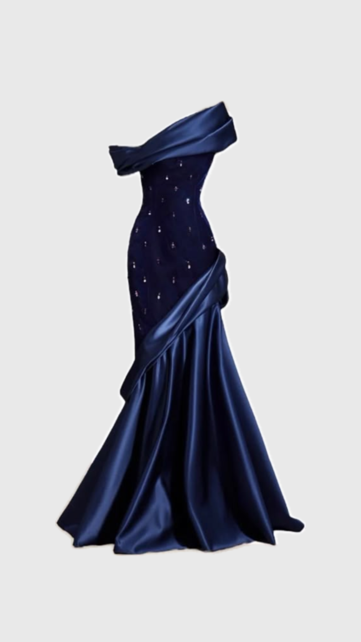 Navy Blue Mermaid Satin Prom Dresses, Long Evening Dress Formal Dress cg25966