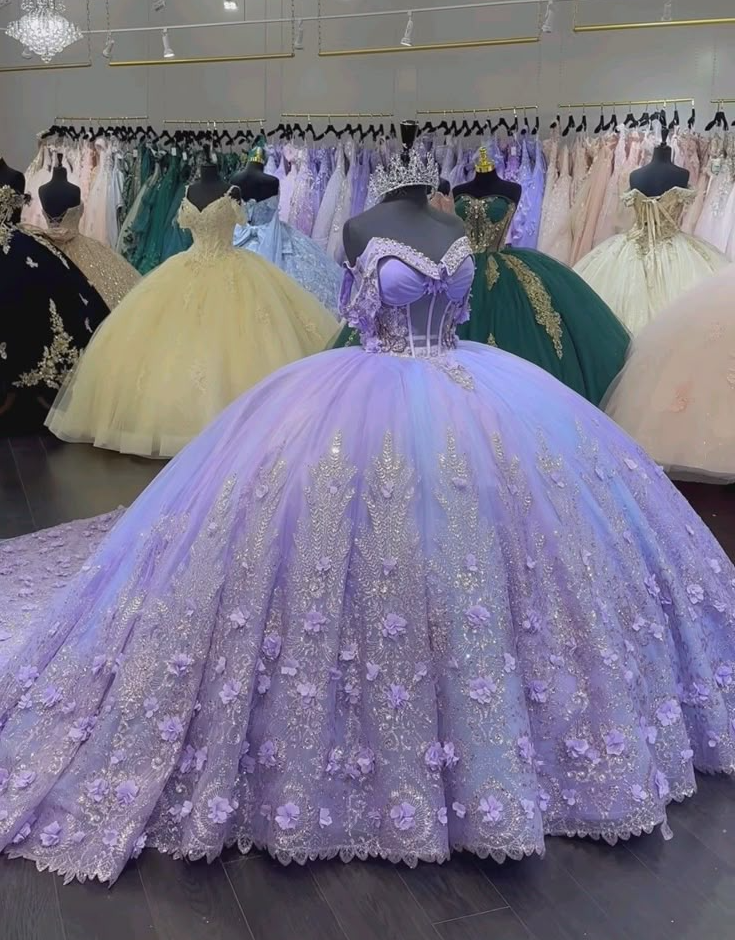 Glittering Lavender Quinceanera Dress Ball Gown Luxury Lace Dresses for 15 16 Years cg25787