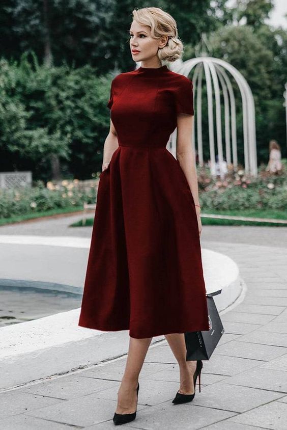 Attractive Satin High Collar A-line Mother Of The Bride Dresses cg7988