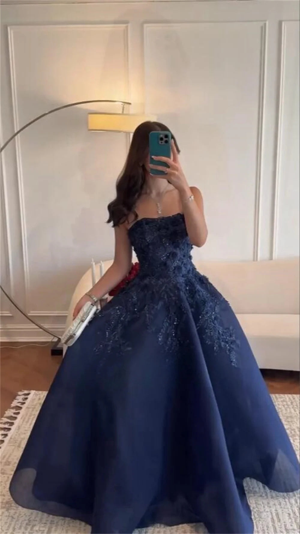 Custom Prom Dress Formal, Strapless A-line Floor-length Appliques Occasion Dresses Evening Dress cg25897