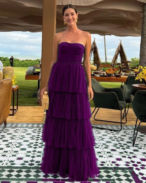 A Line Tulle Long prom dresses evening party dress cg24929