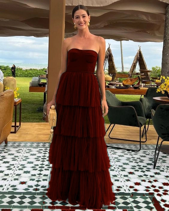 A Line Tulle Long prom dresses evening party dress cg24929