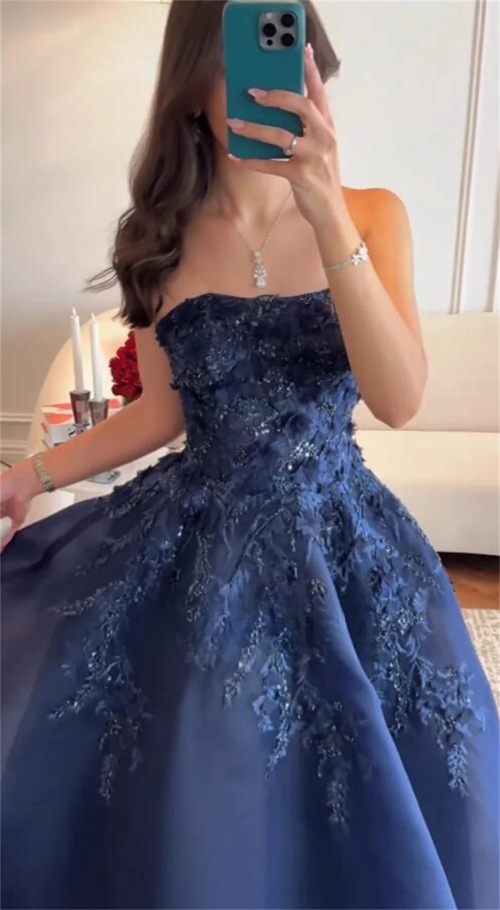 Custom Prom Dress Formal, Strapless A-line Floor-length Appliques Occasion Dresses Evening Dress cg25897