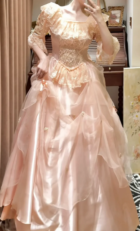 Off The Shoulder Pink Satin Prom Party Dress Vintage Birthday Dress cg26317