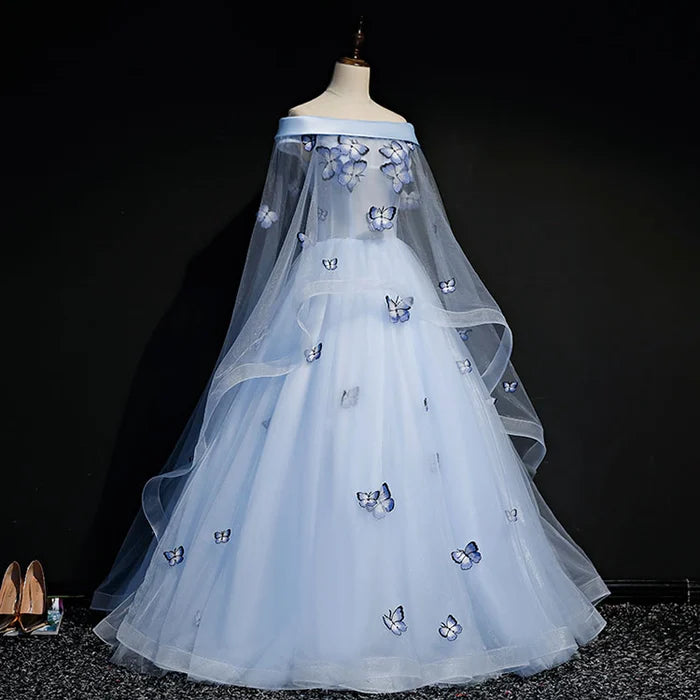 Beautiful Light Blue Ball Gown Lace-Up Party Dress, Blue Prom Dress    cg14242