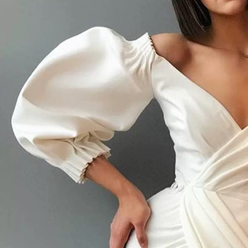 Ballkleider V-Ausschnitt Wadenlang A-Linien-Partykleid für Damen cg19879