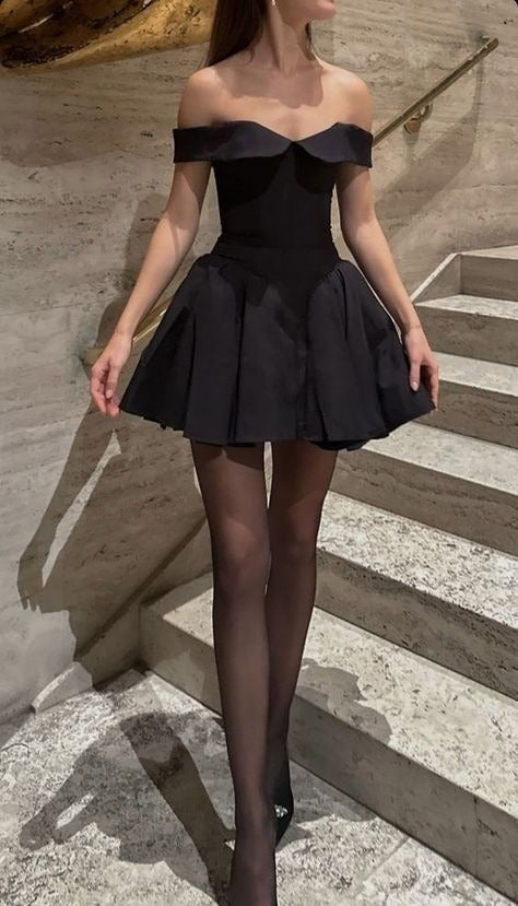 Black Off Shoulder Short Simple Party Dress Homecoming Dress cg25664 classygown Black Off Shoulder Short Simple Party Dress Homecoming Dress cg25664 classygown