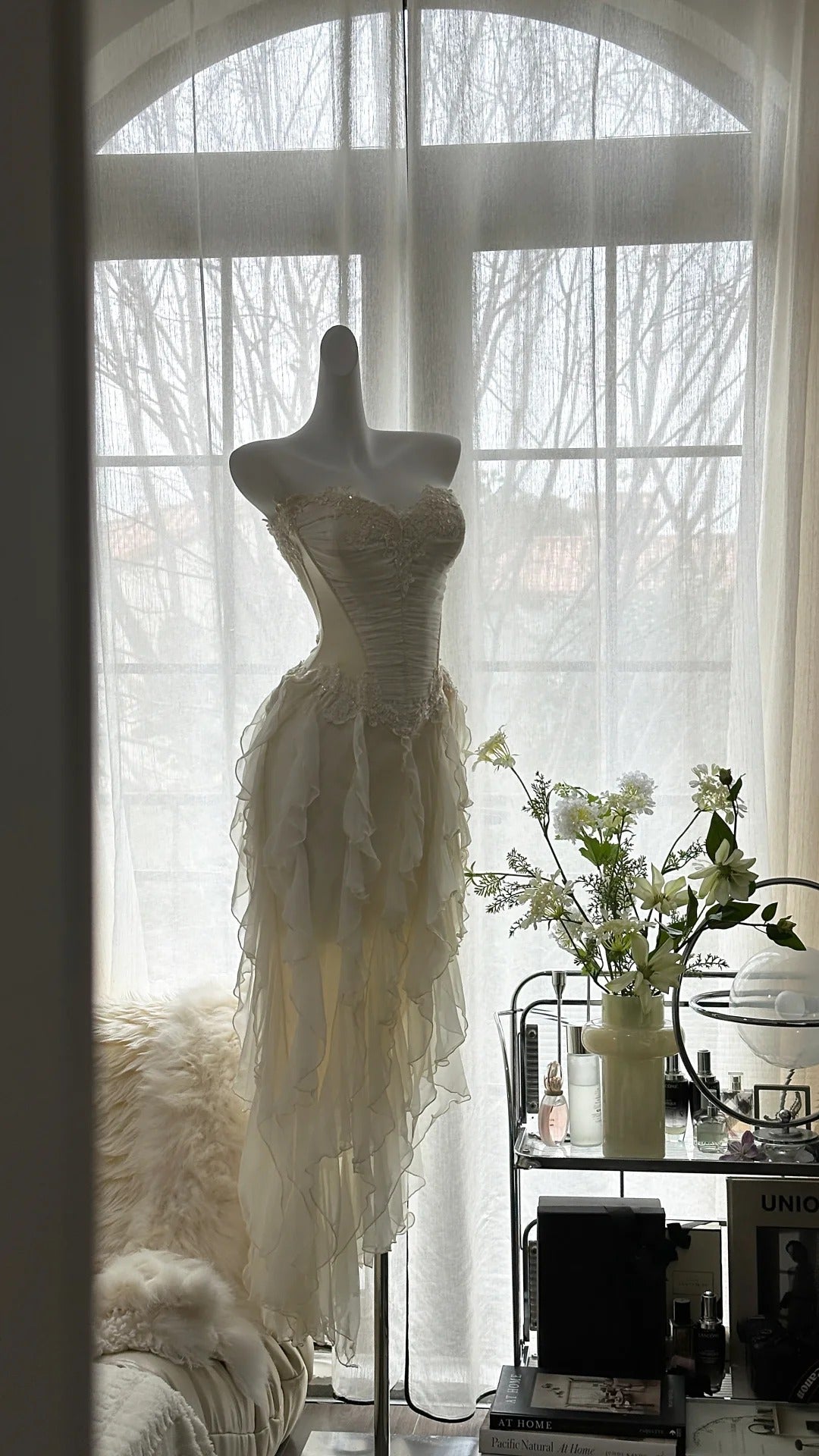 Vintage Evening Dresses, Ivory Sleeveless Party Gowns cg25525
