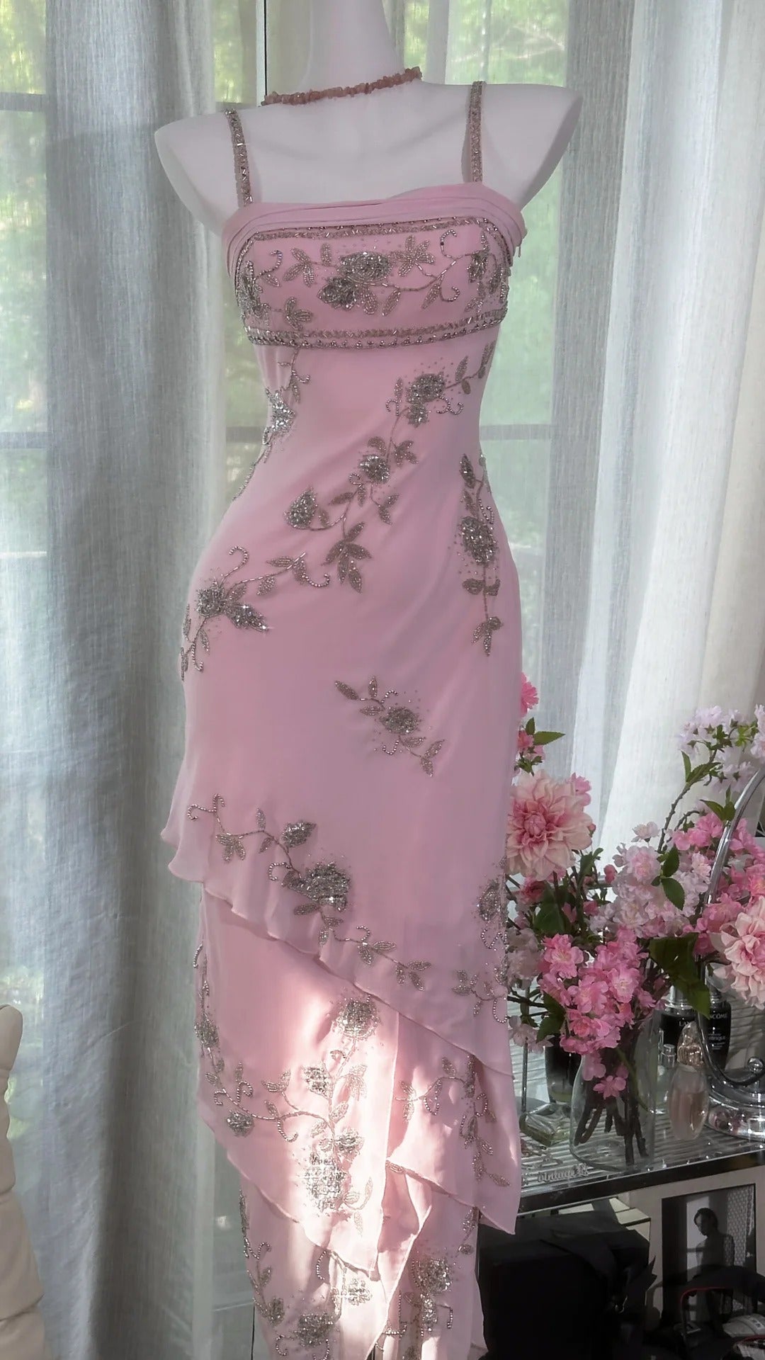 Pink Vintage Dresses, Long Evening Dress cg25980