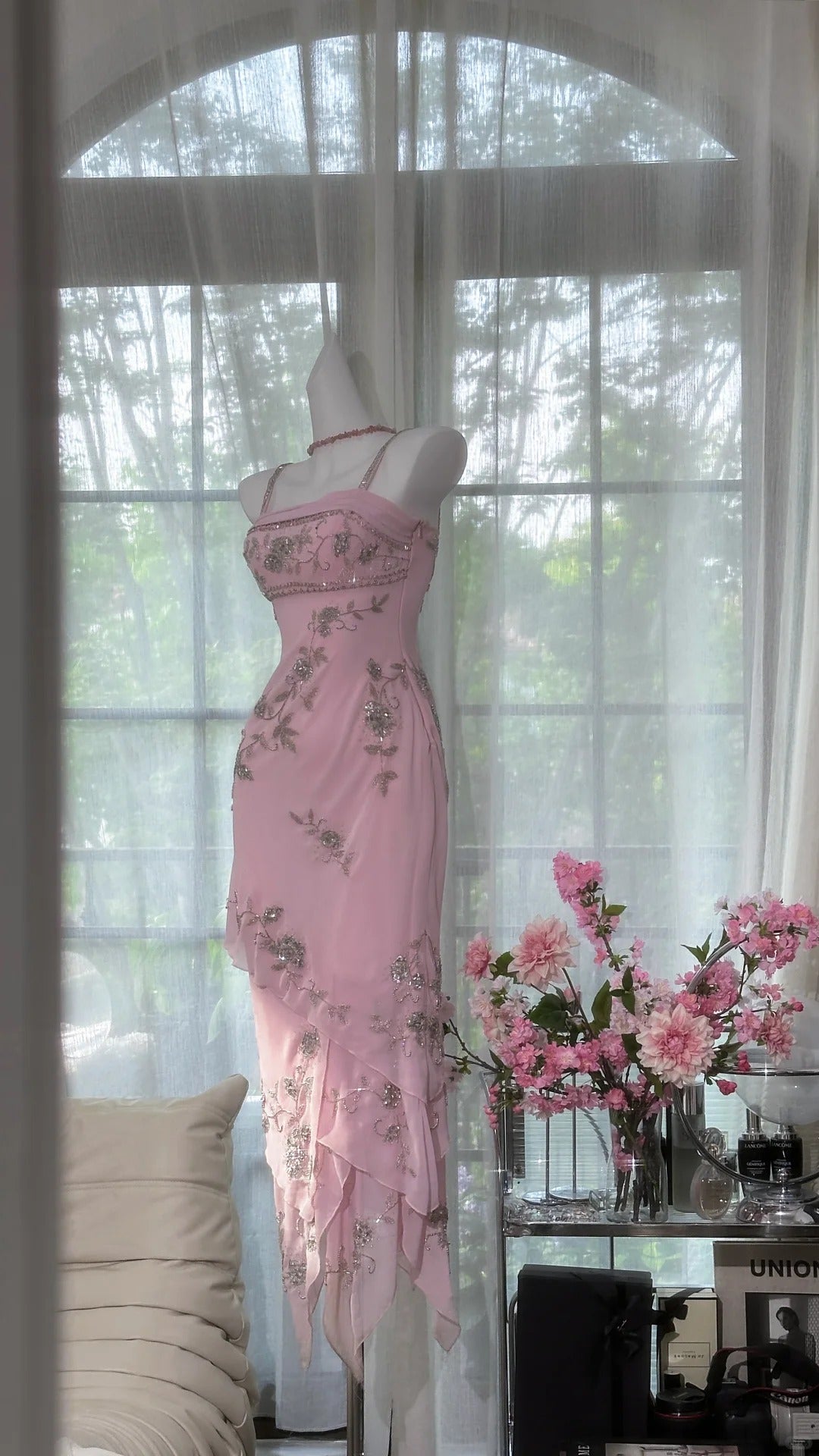 Pink Vintage Dresses, Long Evening Dress cg25980