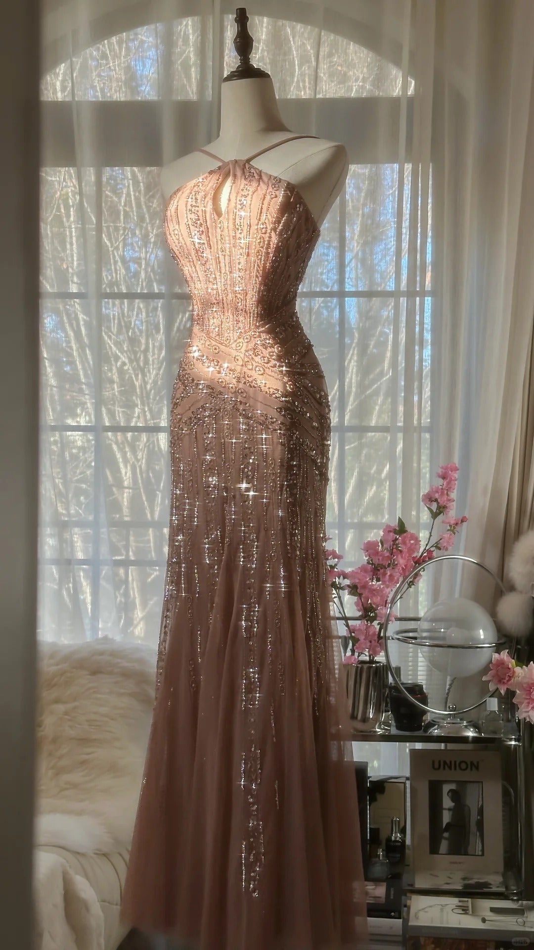 Vintage Champagne Evening Dresses, Sleeveless Long Party Gowns cg25518