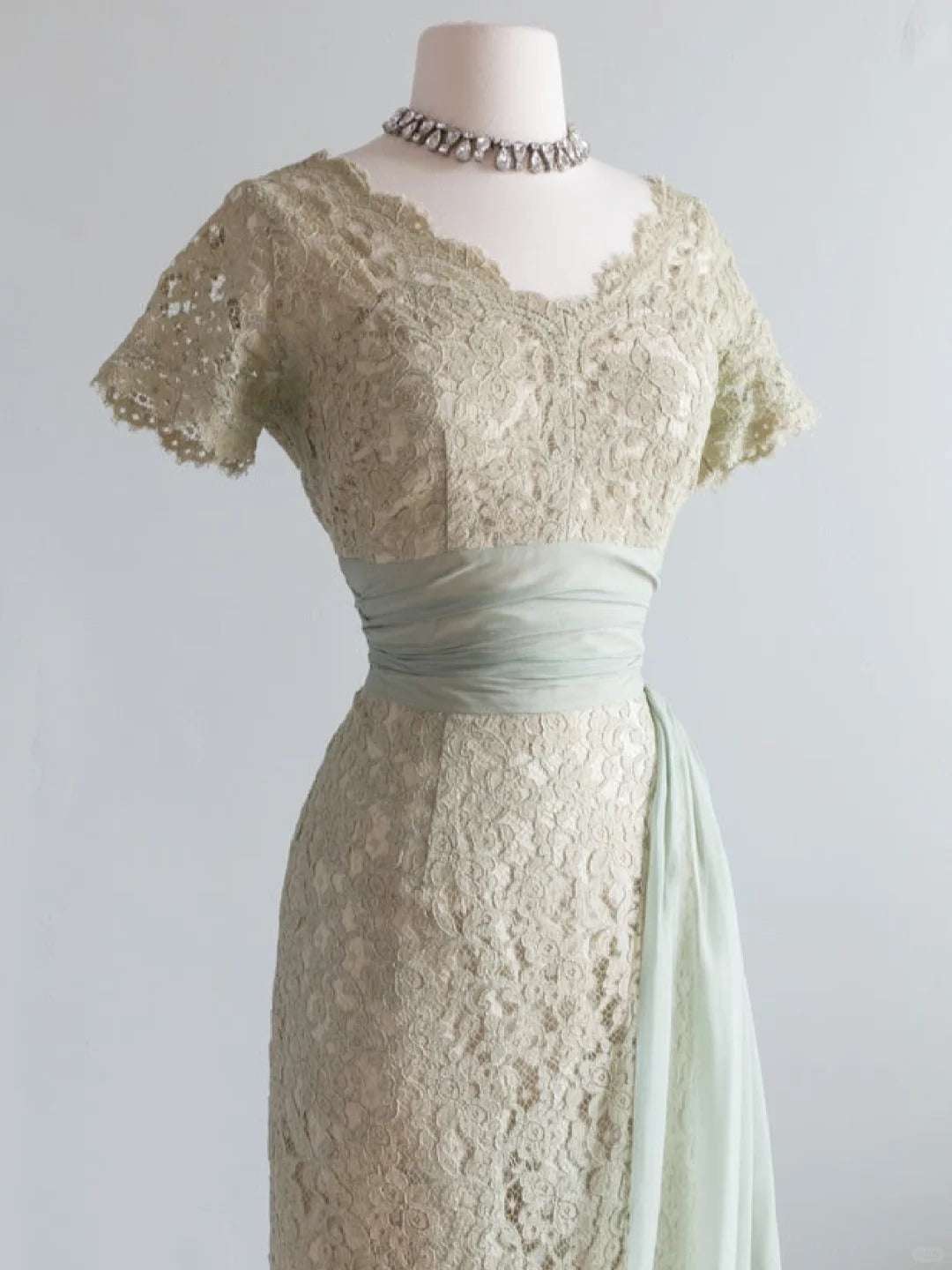 Green Lace Vintage Prom Party Dresses Unique Evening Dress cg26051