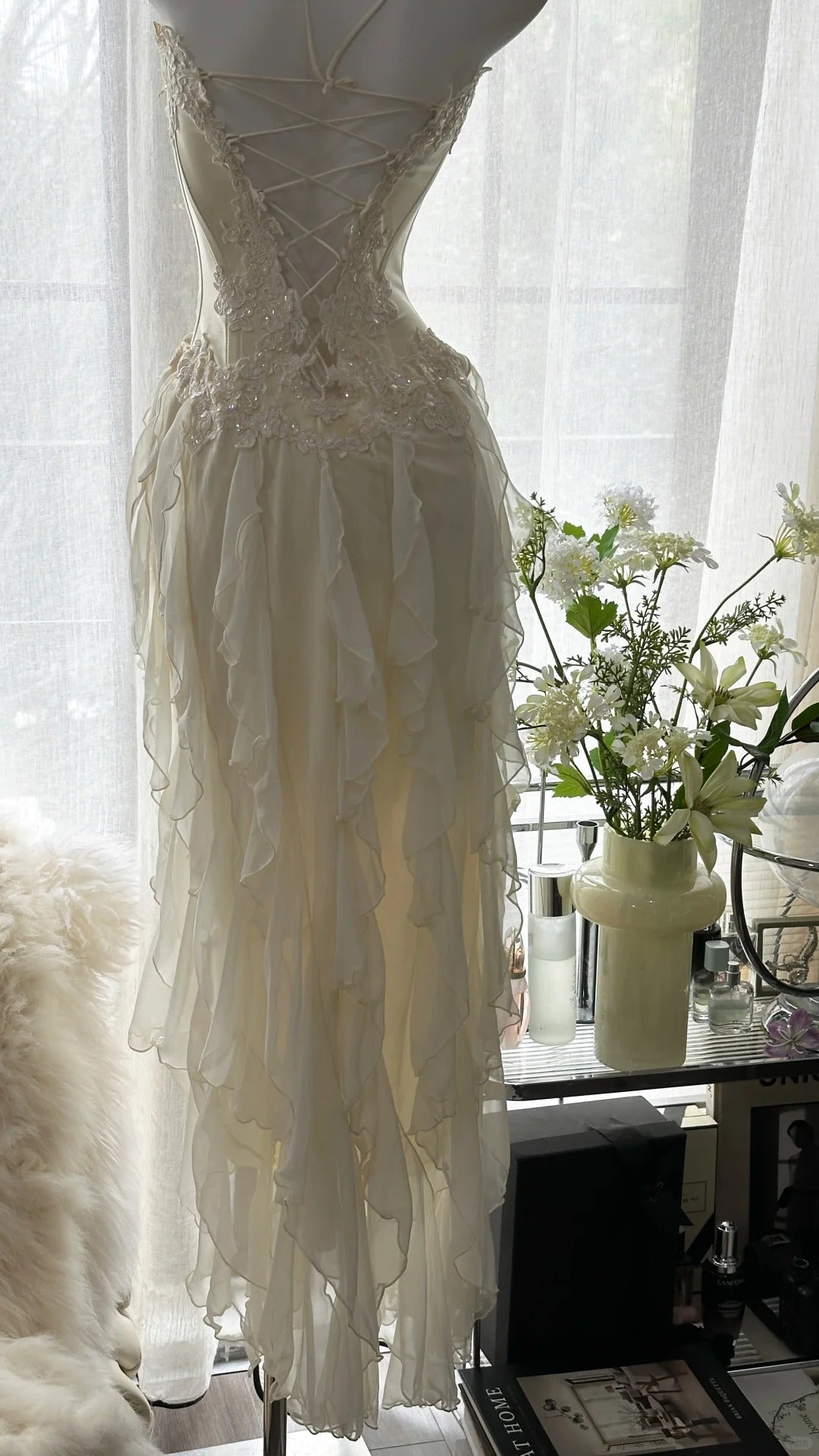 Vintage Evening Dresses, Ivory Sleeveless Party Gowns cg25525