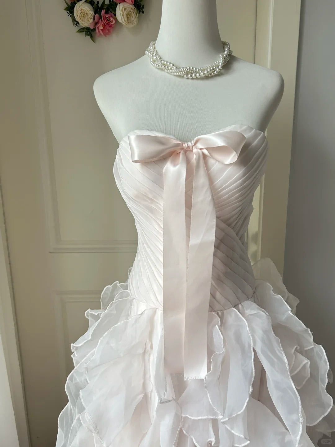 A Line Light Pink Strapless Prom Party Dresses Unique Long Evening Dress Vintage Princess Dress cg25989