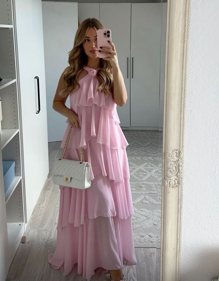 Classic Pink Prom Dresses Long Prom Gown 22th Birthday Outfit cg25959