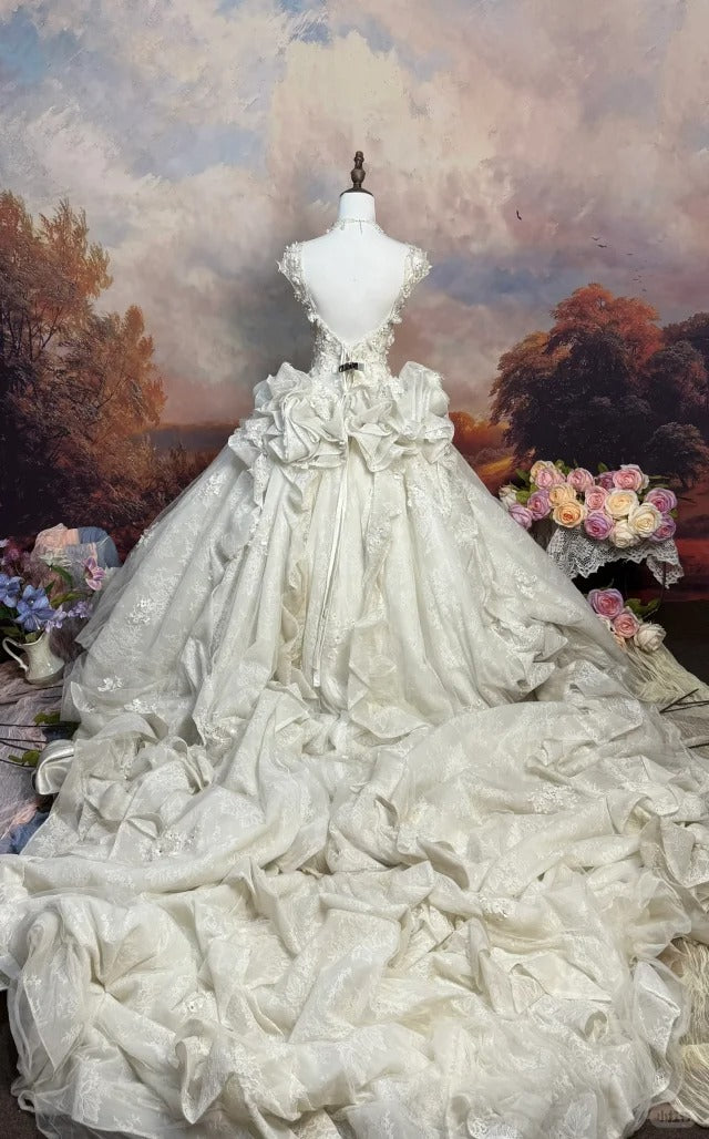 A Line Lace Wedding Dress Sleeveless Long Bridal Dress cg25947