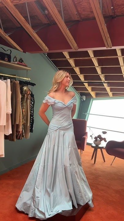 Blue Off-the-shoulder Elegant A-Line Long Prom Dress Birthday Dress cg25465