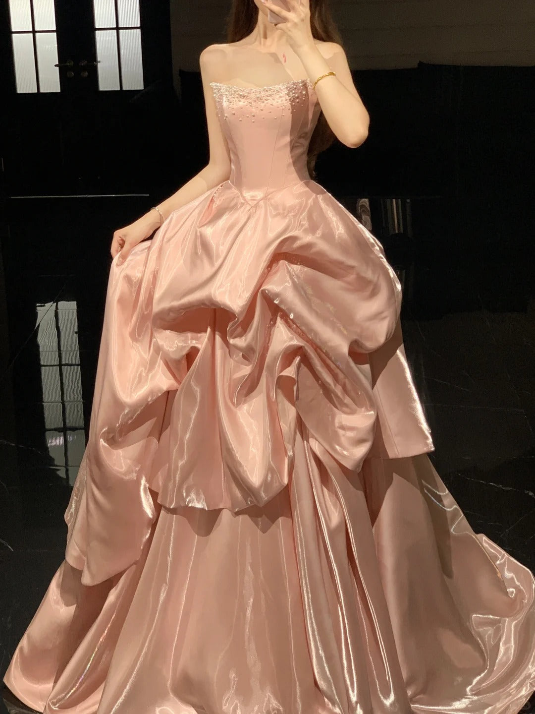 A Line Pink Long Prom Party Dresses Formal Evening Dress cg25889