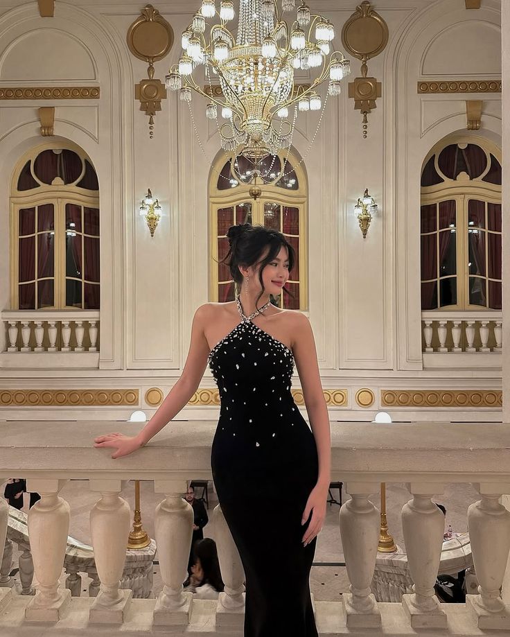 Black Mermaid Halter Long Prom Party Dresses Formal Evening Dress cg25877