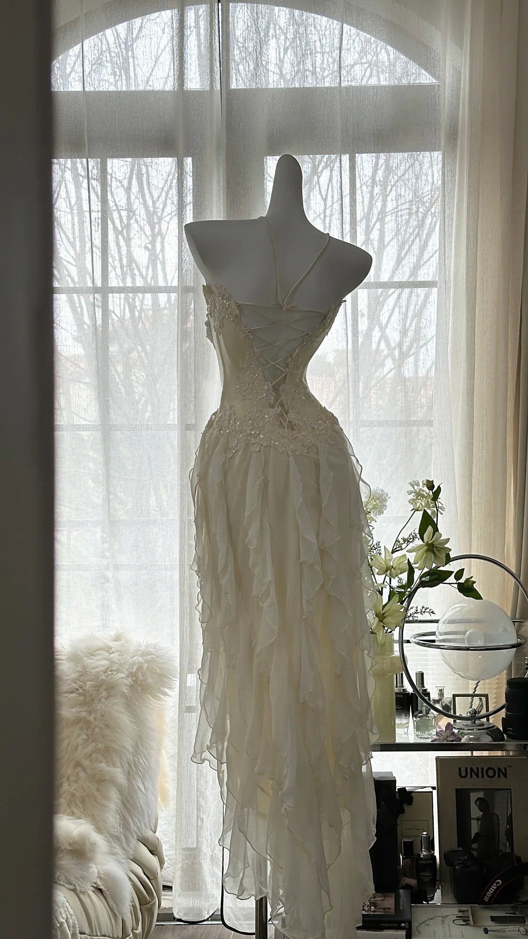 Vintage Evening Dresses, Ivory Sleeveless Party Gowns cg25525