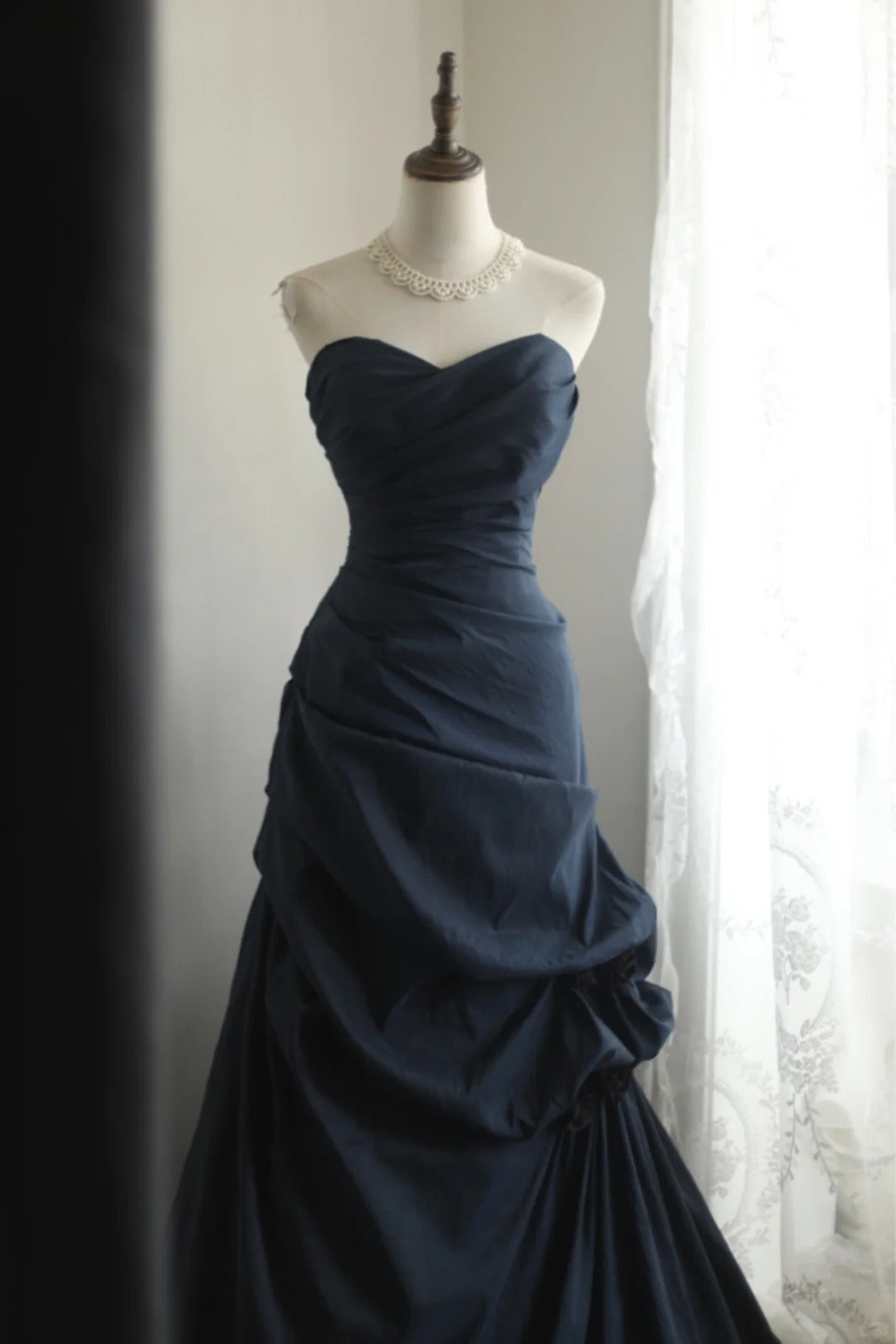 Sweetheart Navy Blue Prom Party Dresses Unique Long Evening Dress cg25938