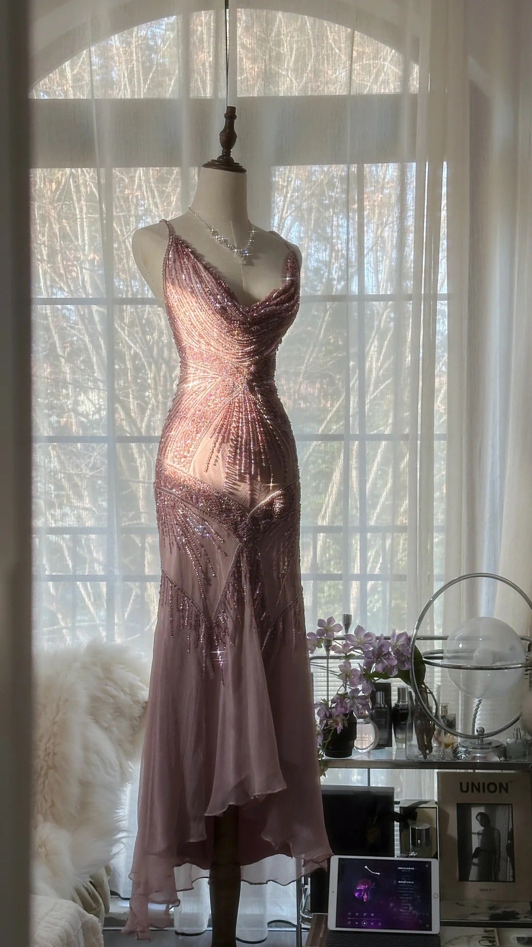 Vintage Evening Dresses, Sleeveless Pink Party Gowns cg25514