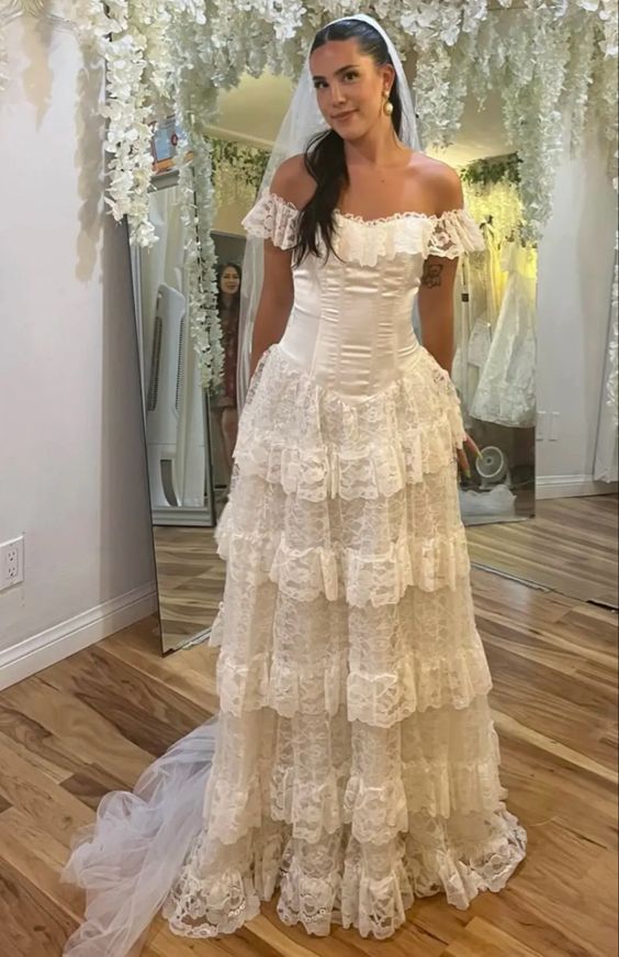 A line Wedding Dresses Off The shoulder Bride Dress For Women cg25112 classygown A line Wedding Dresses Off The shoulder Bride Dress For Women cg25112 classygown