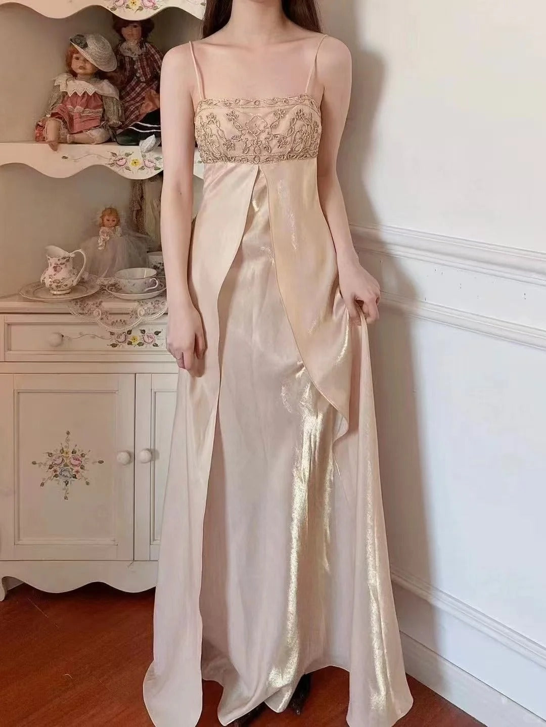 A Line Vintage Long Party Dress Evening Dress Prom Dresses cg25696