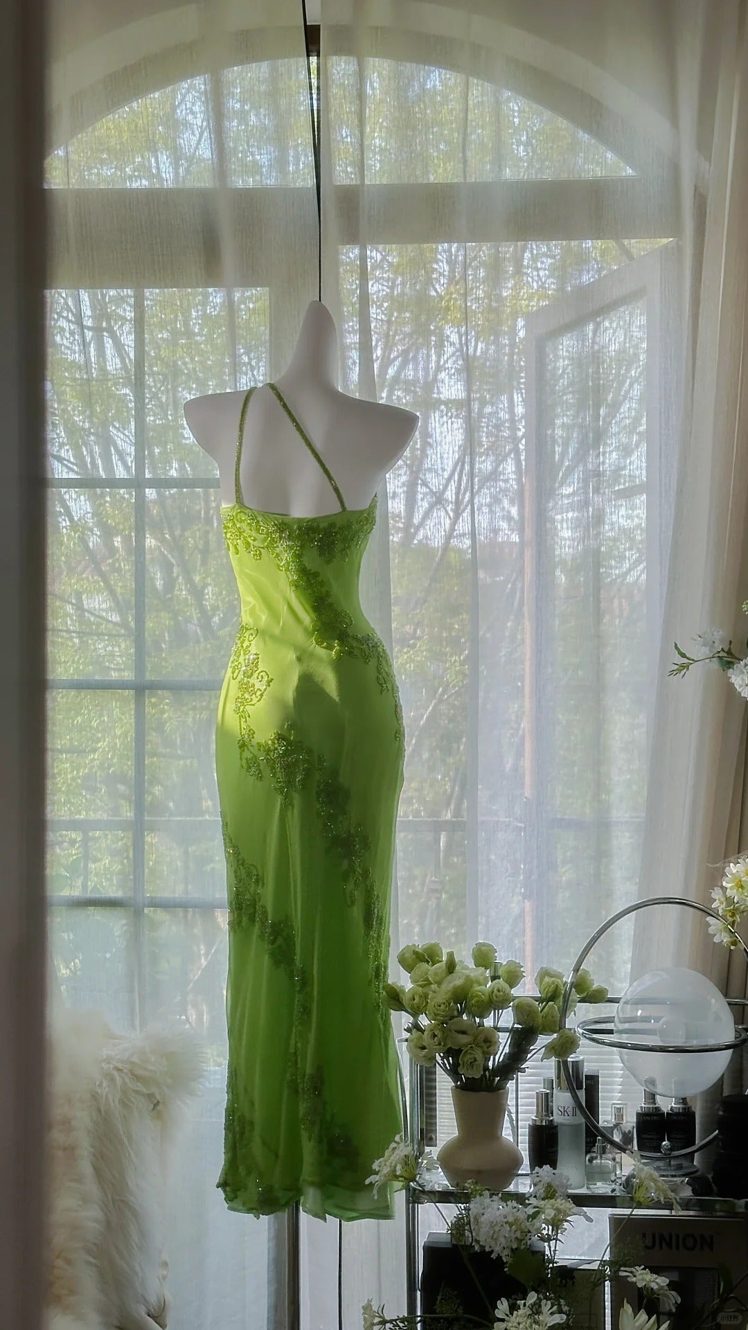 Vintage Evening Dresses, Green Sleeveless Party Gowns cg25531
