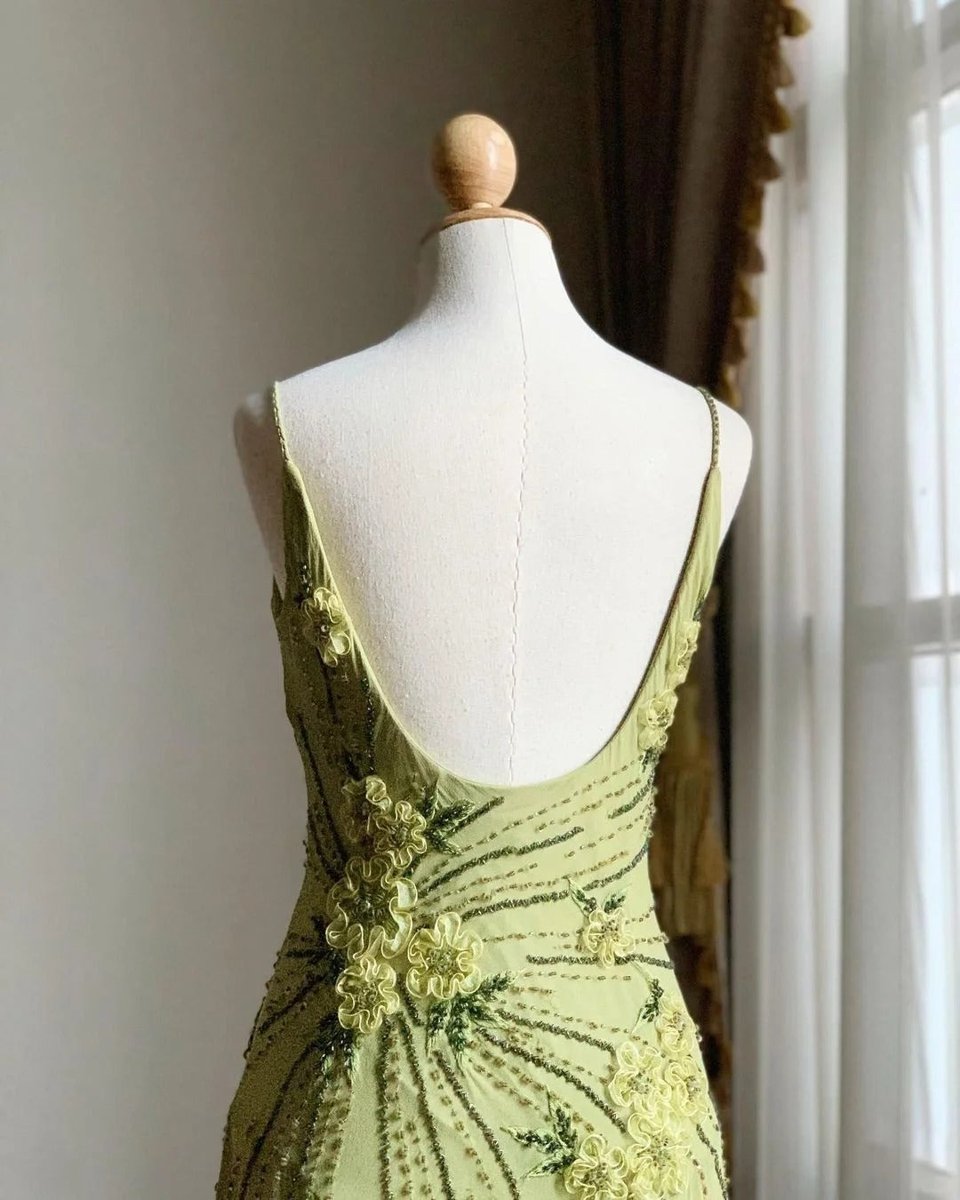 Green Backless Vintage Prom Party Dresses Unique Evening Dress cg26049