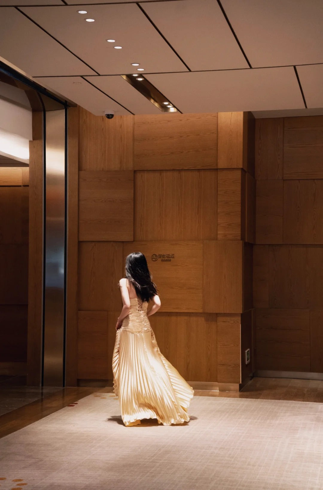 Gold Pleats Vintage Evening Dresses, Sleeveless Long Party Gowns cg25498