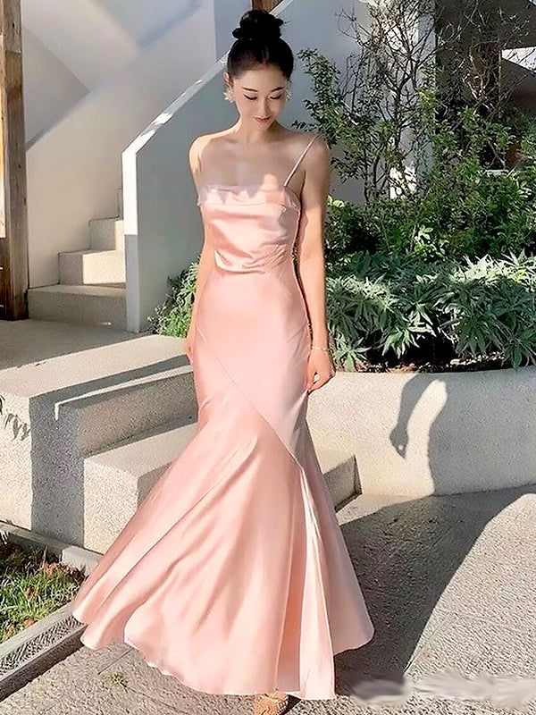 Elegant Light Pink Spaghetti Straps Mermaid Sleeveless Cheap Simple Ev classygown Elegant Light Pink Spaghetti Straps Mermaid Sleeveless Cheap Simple Ev classygown