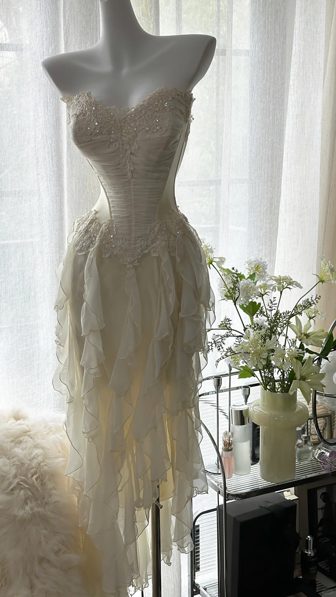 Vintage Evening Dresses, Ivory Sleeveless Party Gowns cg25525