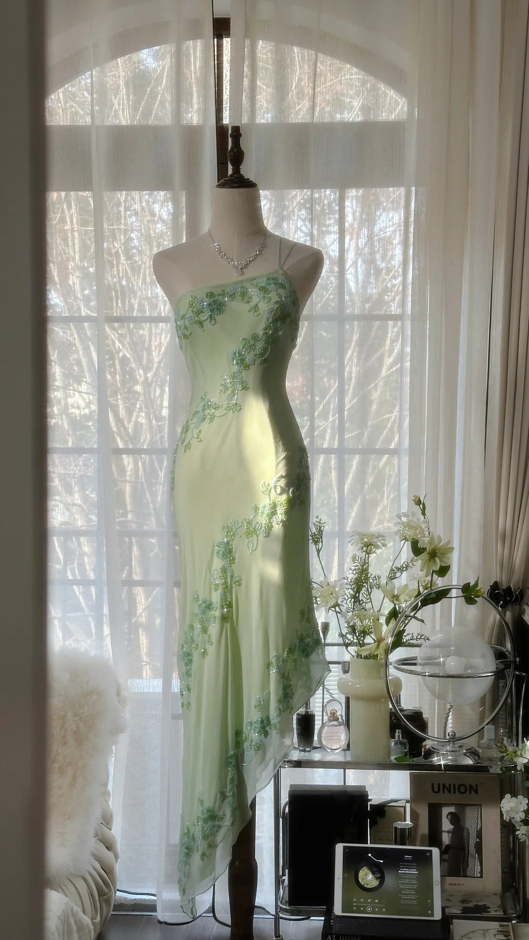 Vintage Evening Dresses, Sleeveless Green Party Gowns cg25520