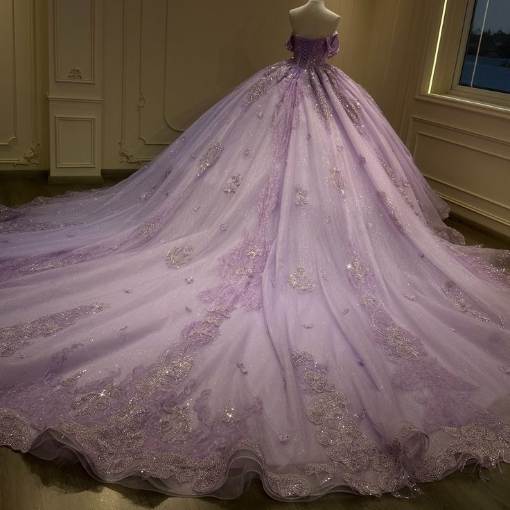Elegant Ball Gown Off Shoulder Long Appliques Tulle Princess Gown Quinceanera Dress for Sweet 16 cg25642