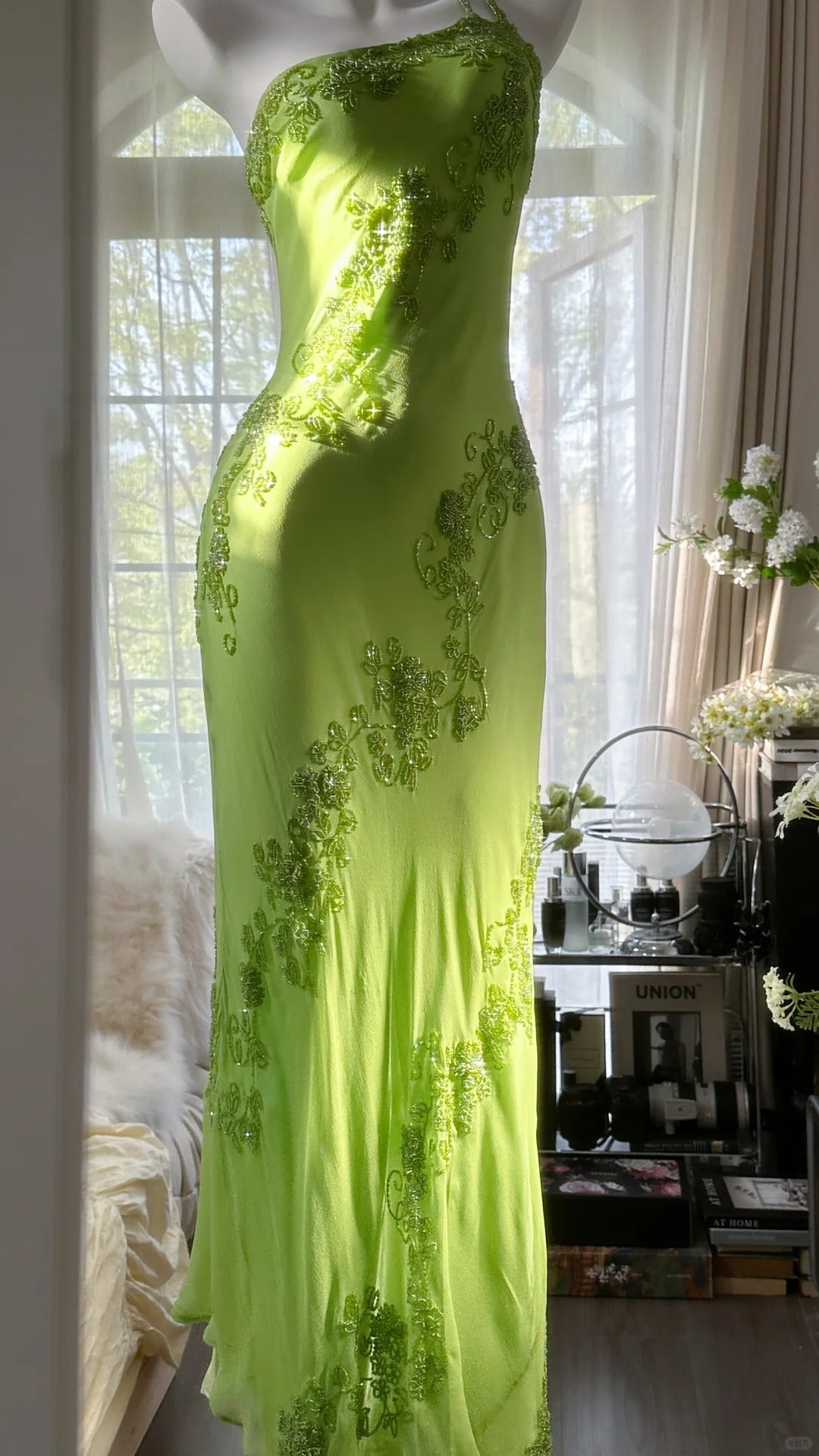 Vintage Evening Dresses, Green Sleeveless Party Gowns cg25531