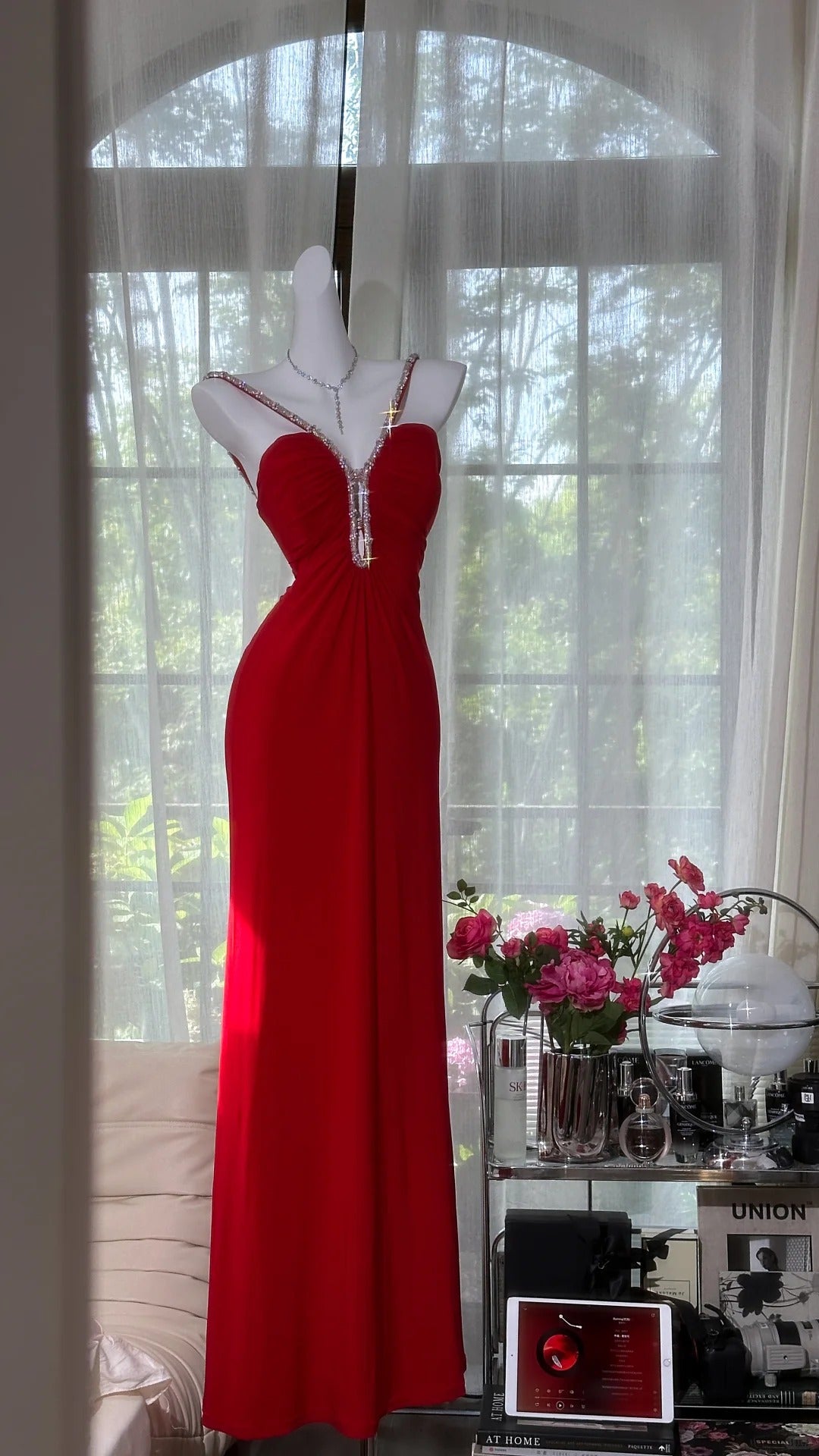 Red Vintage Prom Party Dresses Unique Long Evening Dress cg25961
