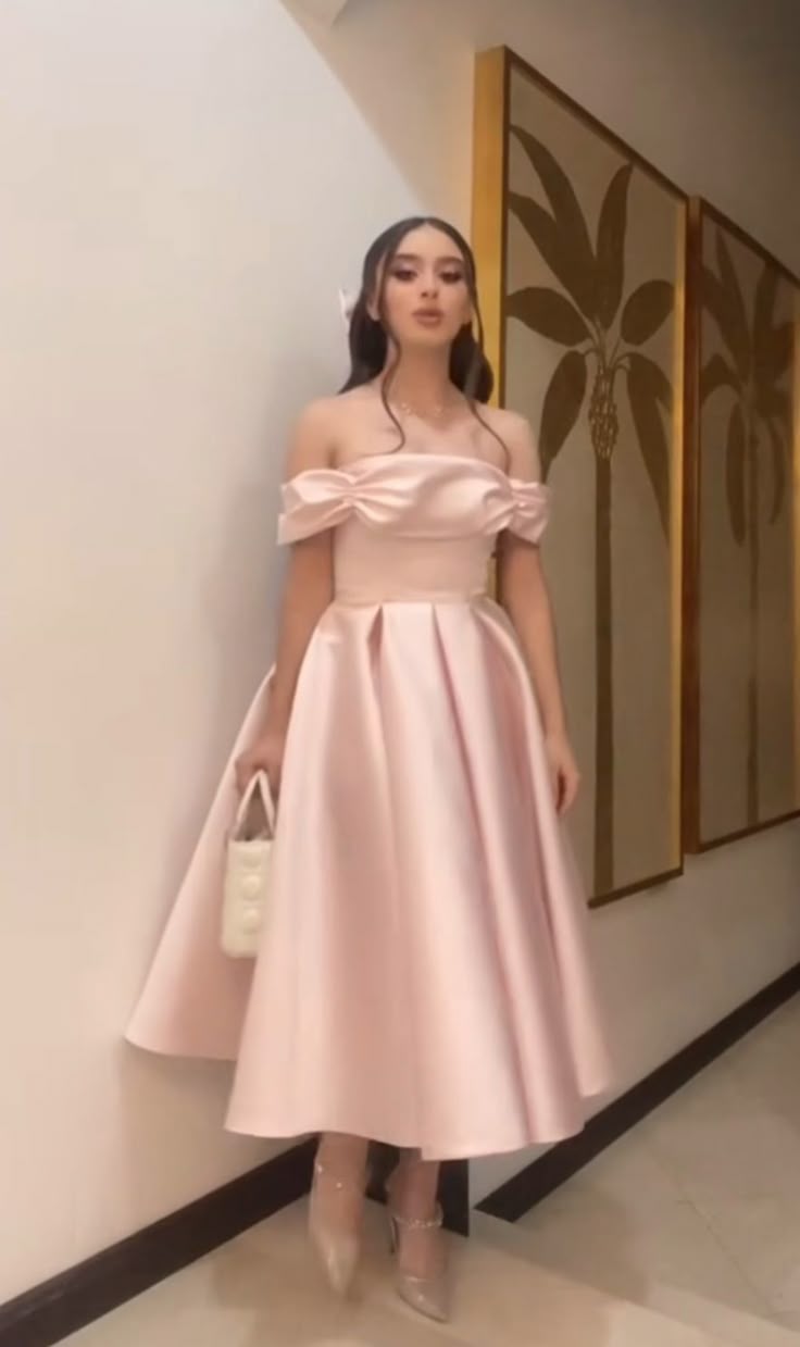 Pretty A-Line Off Shoulder Pink Prom Dresses Formal Evening Dress cg25864