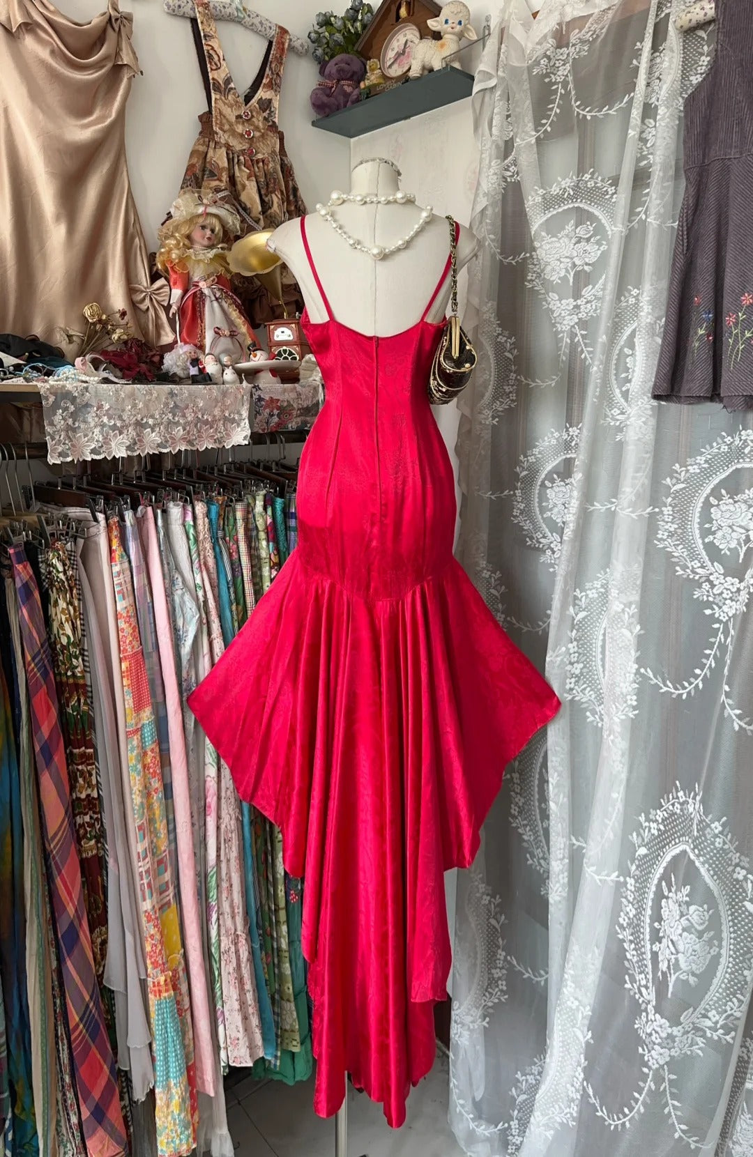 Red High Low Vintage Party Dress Evening Dress Prom Dresses cg25755