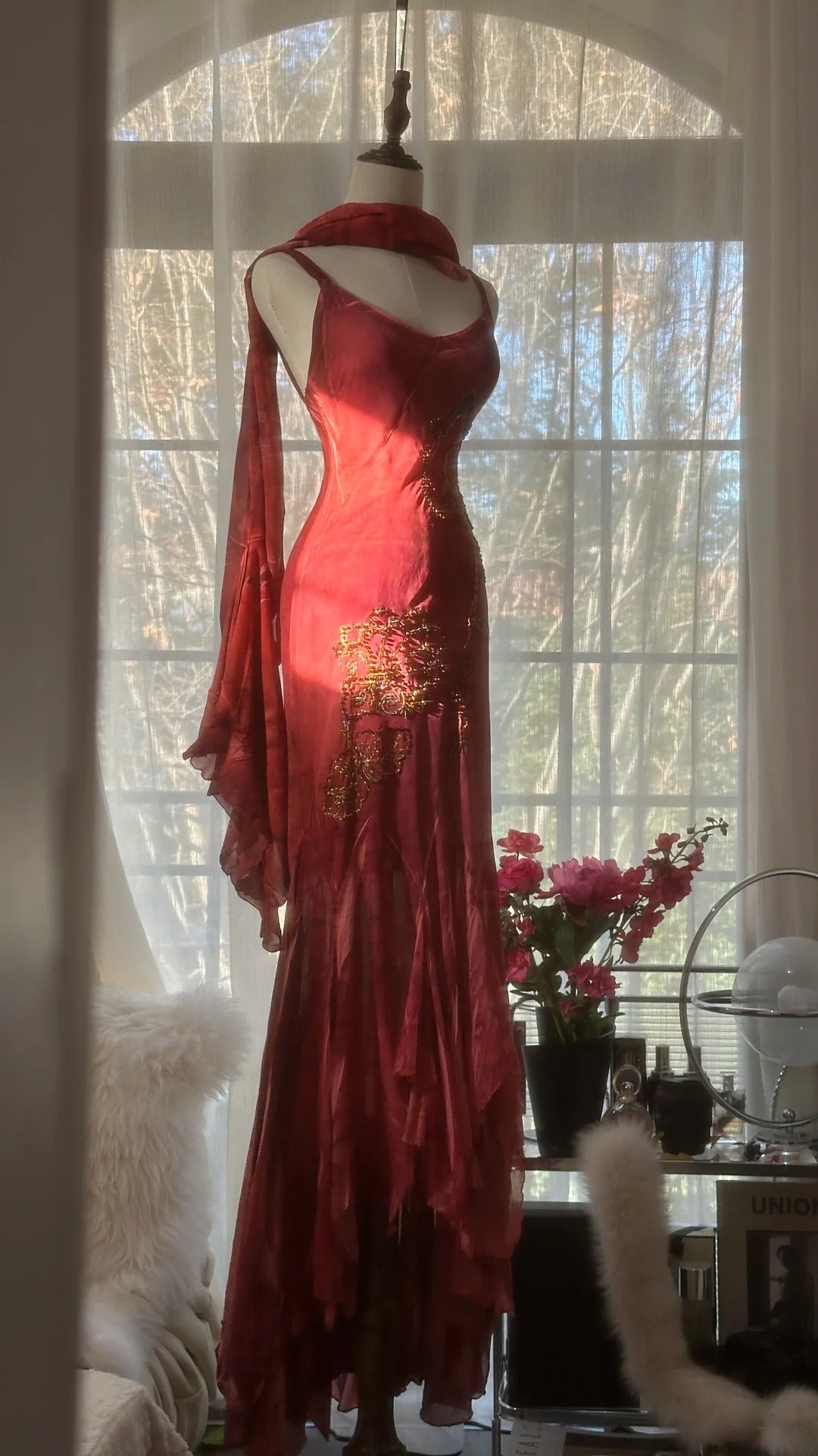 Vintage Evening Dresses, Burgundy Sleeveless Long Party Gowns cg25523