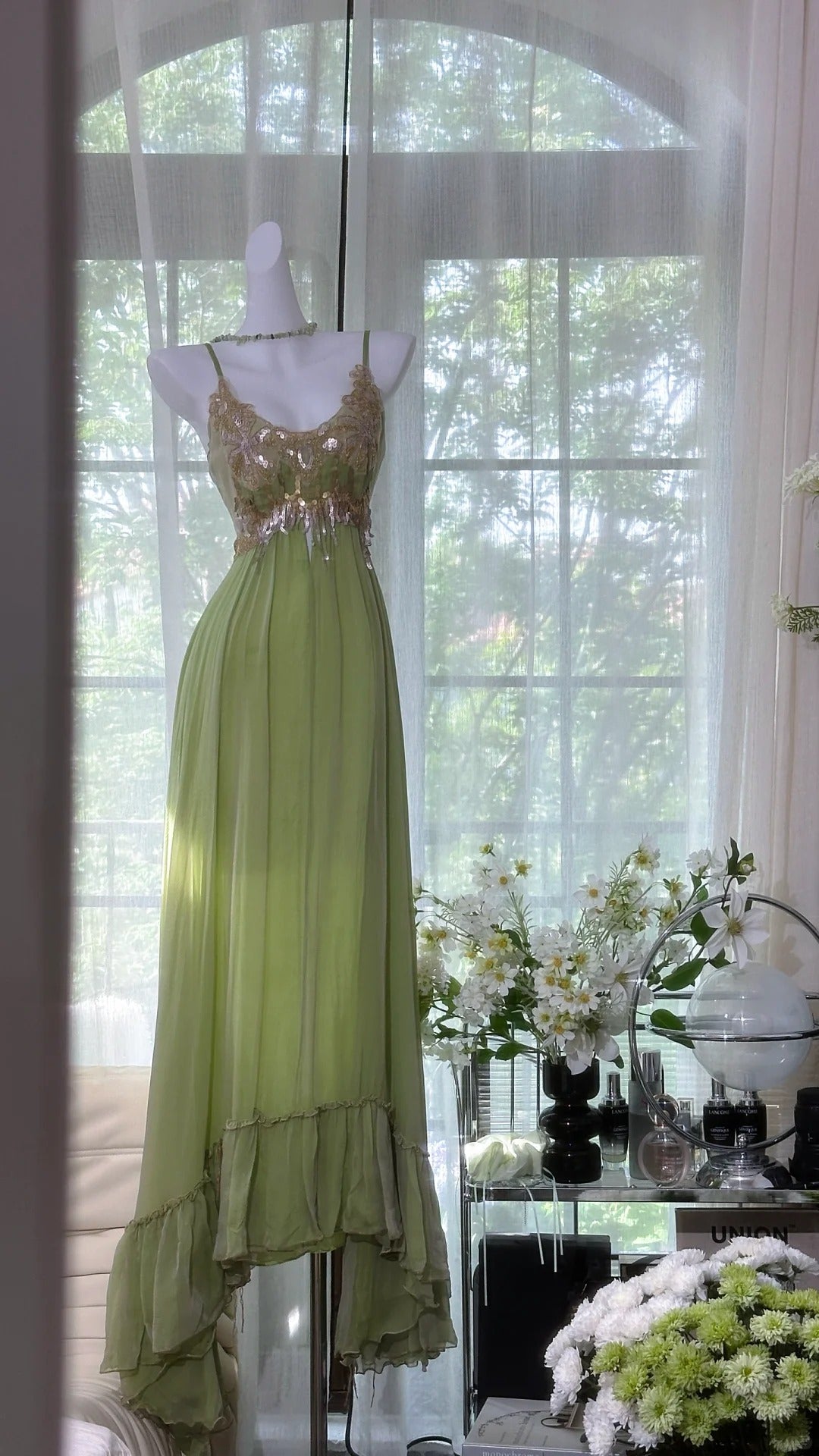 Green Long Vintage Prom Party Dresses Formal Evening Dress cg25893